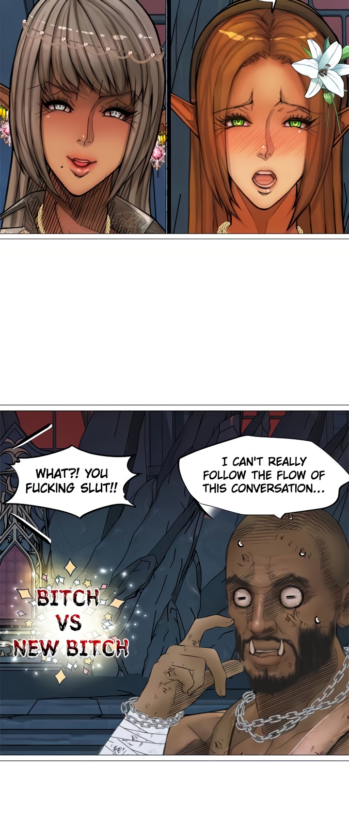 The DARK ELF QUEEN and the SLAVE ORC
